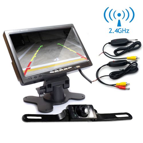 7&#034; lcd rear view monitor+wireless night vision reverse backup camera waterproof