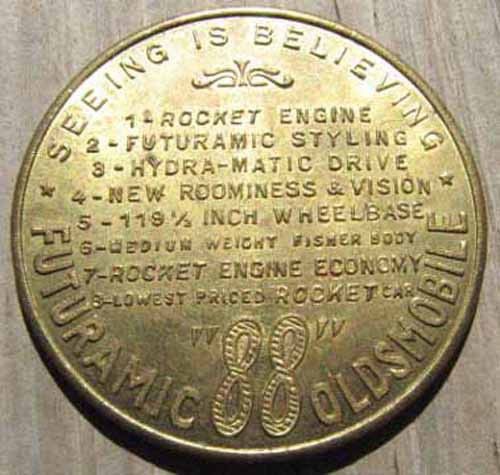 Original nos 1949 oldsmobile 88 advertising token or medal l@@k #402