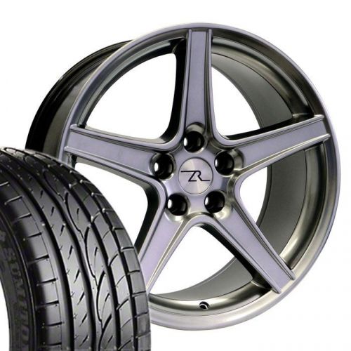 18&#034; hyperblack saleen mustang wheels tires 18x9 18x10 5x114.3 265&amp;285/35 94-04