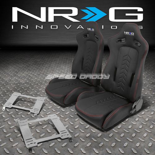 Nrg black reclinable racing seats+stainless steel bracket for wrx/sti gd/gg ej