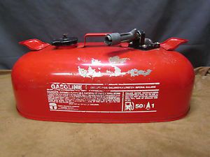 Vintage tempo  steel 3 gallon outboard boat tank gas can low profile