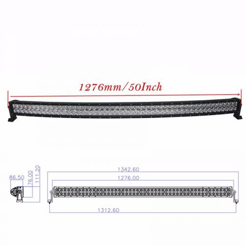 6d 50inch 288w spot flood combo curved work led light bar offroad truck suv cree
