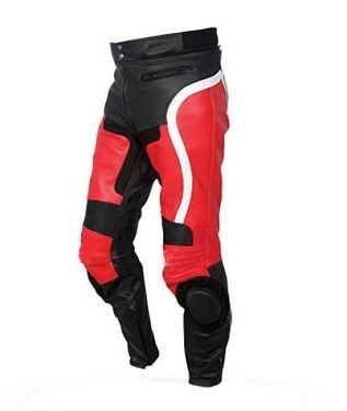 Red/black motorcycle leather trouser motorbike pant leather trouser xs-4xl