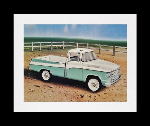 Sweptside pickup truck dodge - 1957 1958 1959 d100 - 6 dealer posters art prints