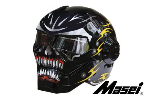 Masei 610 black meikai hades open face bike motorcycle chopper helmet e1003