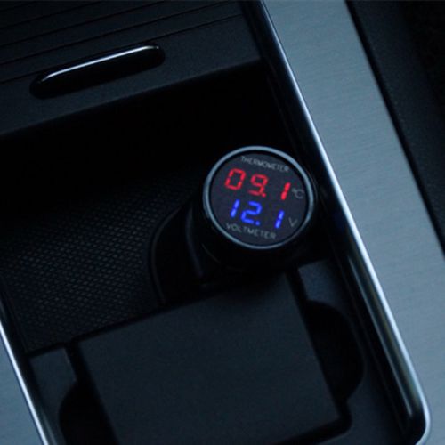 New 2 in 1 red&amp;blue led auto car digital display dual thermometer voltmeter