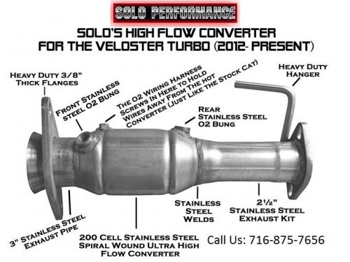 Solo performance ultra high flow catalytic converter for veloster turbo