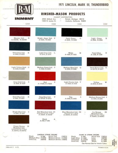 1971 ford thunderbird lincoln mark iii 71 paint chips rinshed mason 11