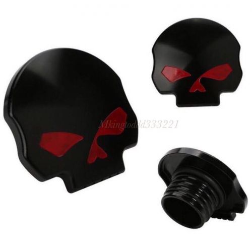 Black red skull gas cap for harley davidson hd touring road glide custom fltrx