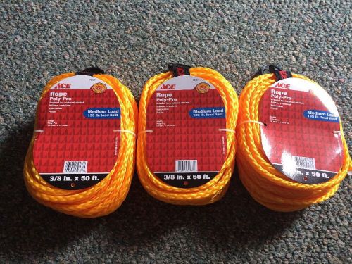 3 ace rope braided poly pro 3/8&#034; 50 feet mildew resistant med load 135lbs 72367
