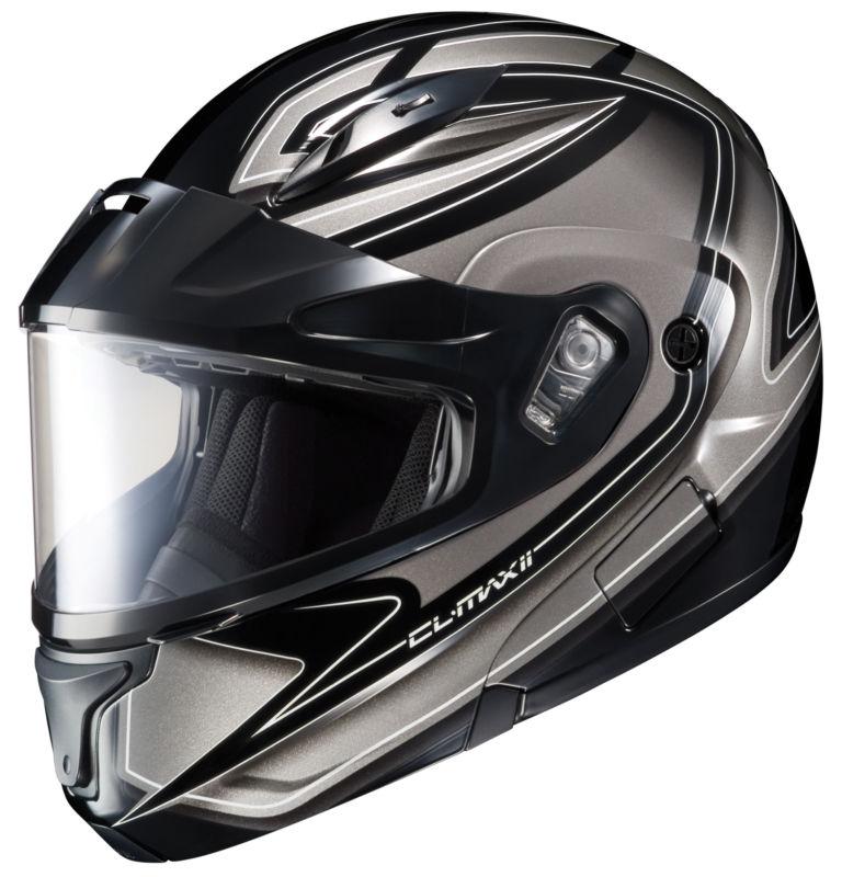 Hjc cl-max ii zader snowmobile dual lens shield helmet black grey white large