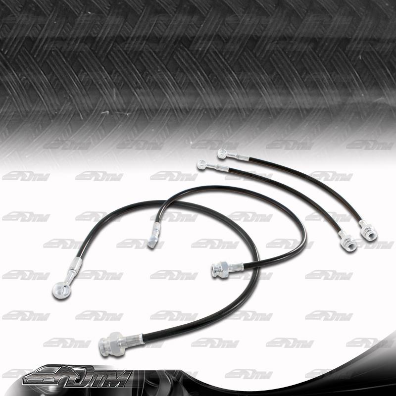 1989-1998 nissan 240sx s13 s14 front & rear stainless steel brake lines - black