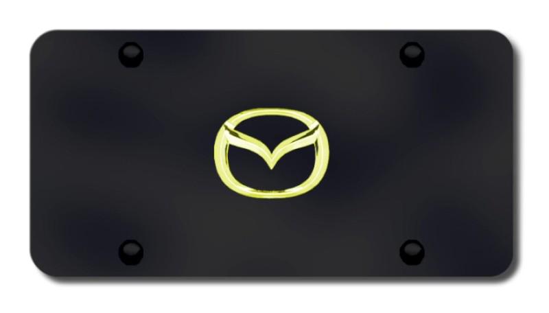 Mazda new-logo gold on black license plate made in usa genuine