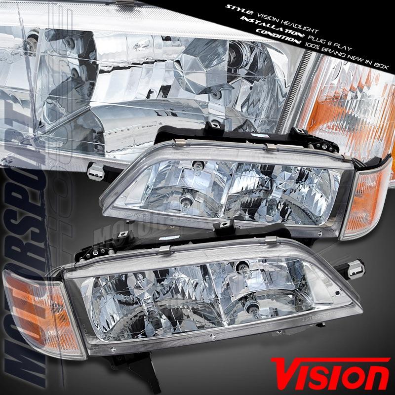 Vision honda accord 1994-1997 chrome  headlights amber corder dx lx ex pair new 