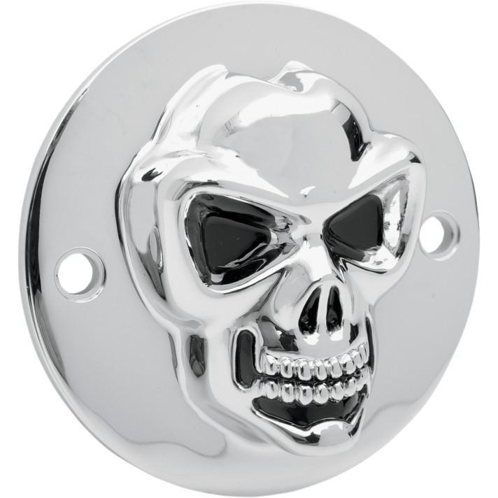 Drag specialties chrome 3-d skull points cover 2-hole for harley
