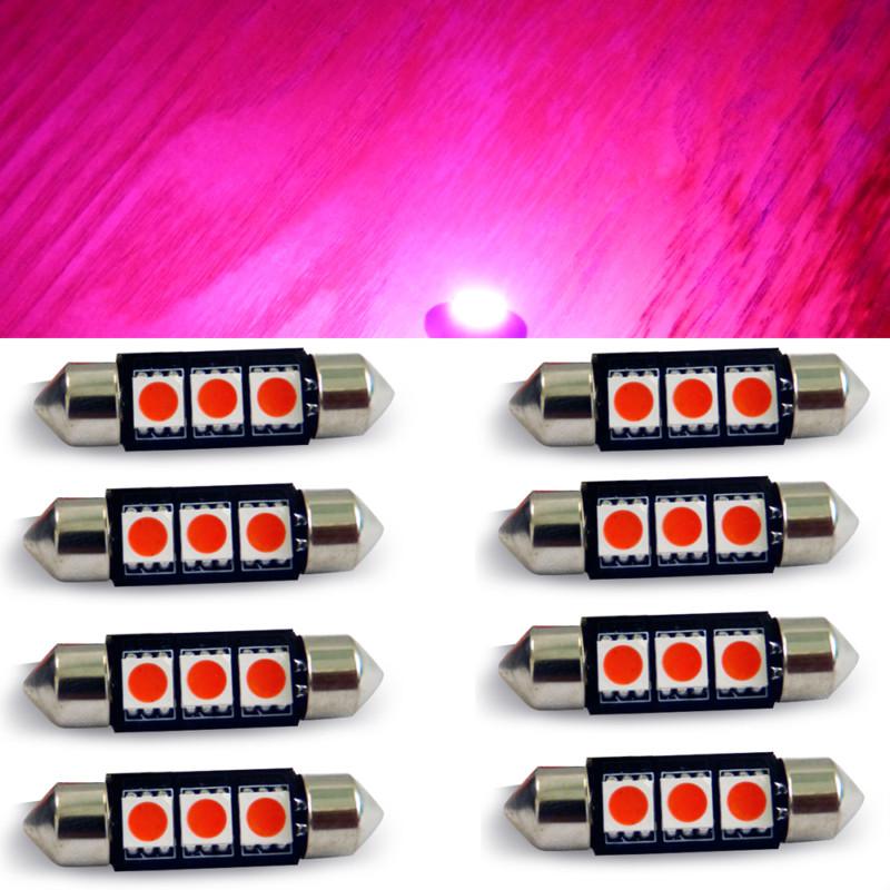 36mm 3-smd 5050 led festoon dome hid bulb 6418 6423 ( pink ) 8 pc