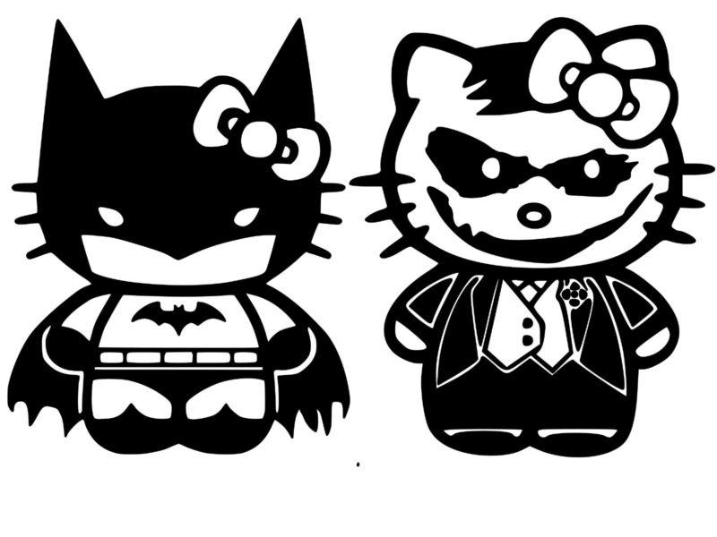 Hello kitty batman and joker decal for cars,window,laptops,tablets and more....