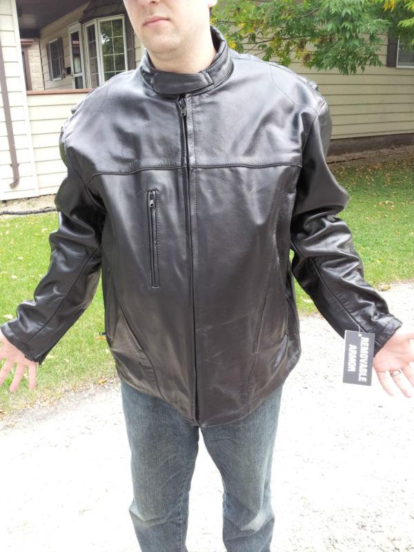 Men's size 4xl black xelement genuine leather motorcycle jacket