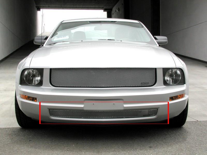 2005-2009 ford mustang v6 grillcraft silver grille 1pc bumper mx grill for5021s
