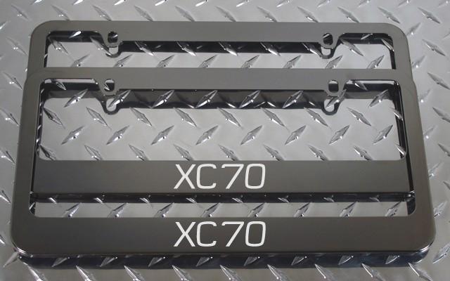 2 brand new volvo xc70 gunmetal license plate frame + screw caps