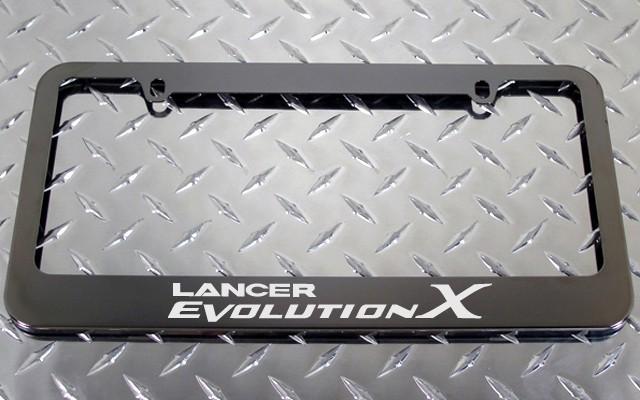 1 brand new lancer evolution x gunmetal license plate frame +screw caps