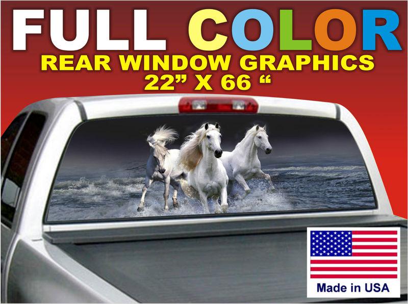 Horses 66"x22" sign  rear window  graphic decal tint dodge ford chevy truck car