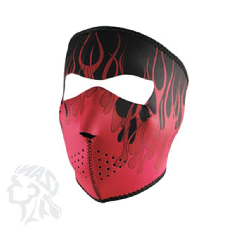 Motorcycle hunting biker neoprene full face mask hot pink with flames