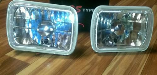 Universal 4x6 chrome clear square halogen head lights h4 chevy gmc dodge ford