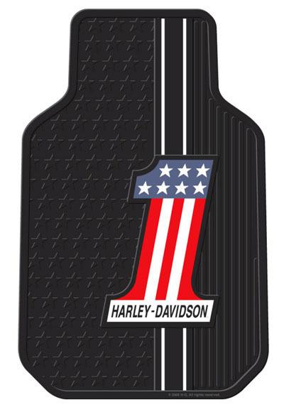 Harley-davidson set of 2 rubber auto front floor mats, usa red/white/blue #1