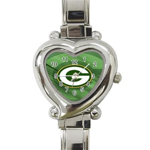#hw010 green bay packers heart italian charm watch gift new*