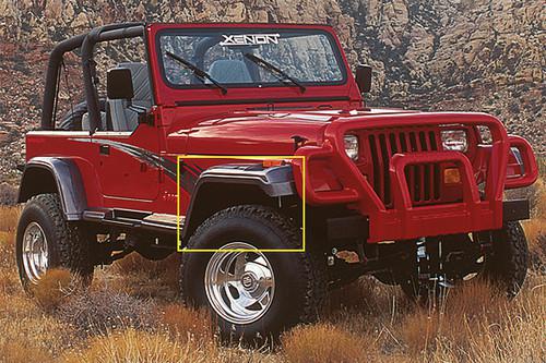 86-96 jeep wrangler front, right fender extension traditional 1 pc suv