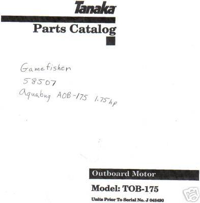 Tanaka tob 175  parts manual aquabug 175