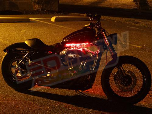 2pc red motorcycle led neon underglow lights kit