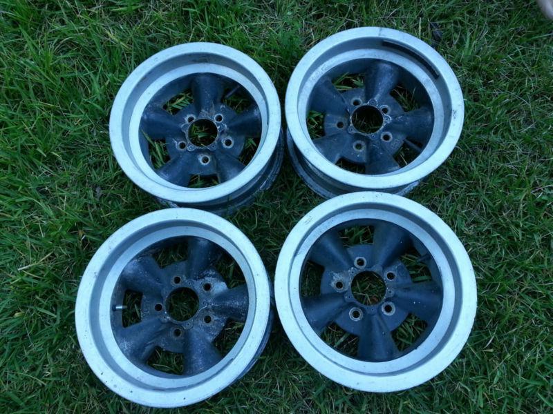 14" x 6" e.t. mag wheels torque thrust style aluminum et 5x4.75 chevy sbc bbc