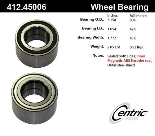 Centric 412.45006 axle shaft bearing-wheel bearing