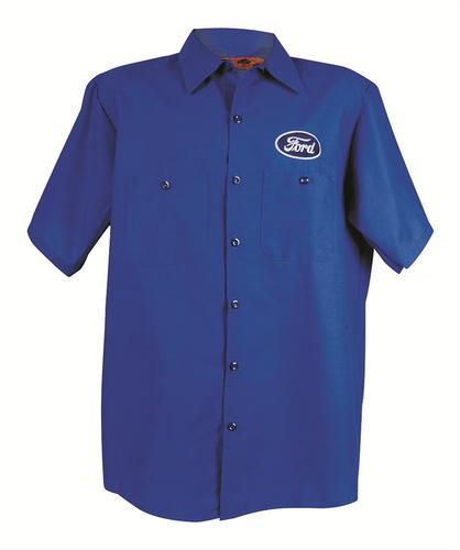 Ghh work shirt button down short sleeve blue ford men's large each