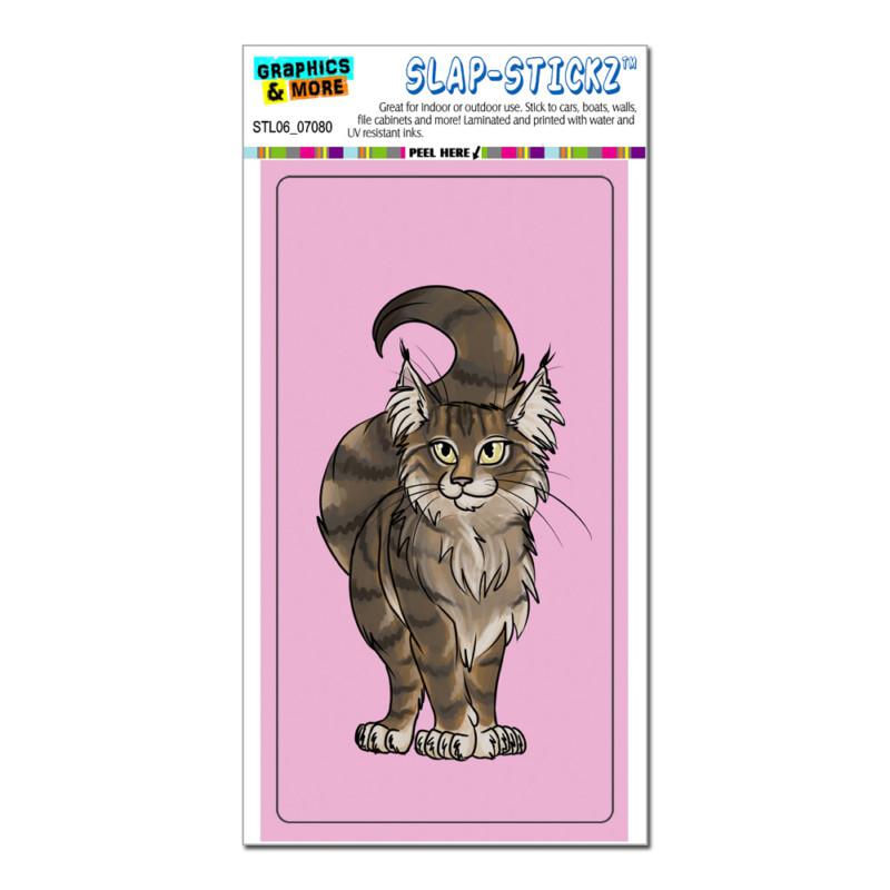 Maine coon cat on pink - slap-stickz™ car window locker bumper sticker