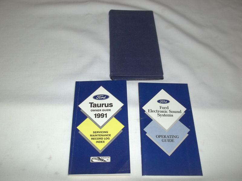 1991 ford taurus owner manual 3/pc.set & blue ford trifold factory case free s/h