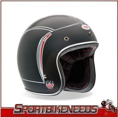 Bell custom 500 skratch matte black pin stripe helmet size xs x-small openface