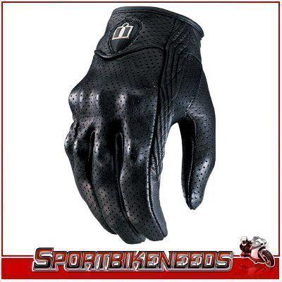 Icon pursuit black leather womens gloves medium md