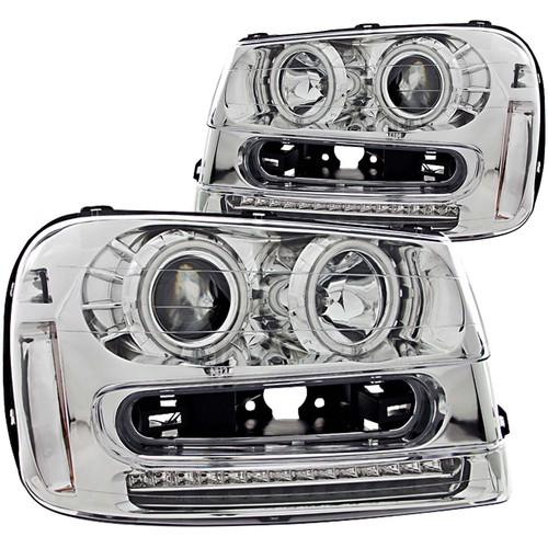 Anzo headlights chrome projectors w/halo ccfl for 2002-2005 trailblazer 111131