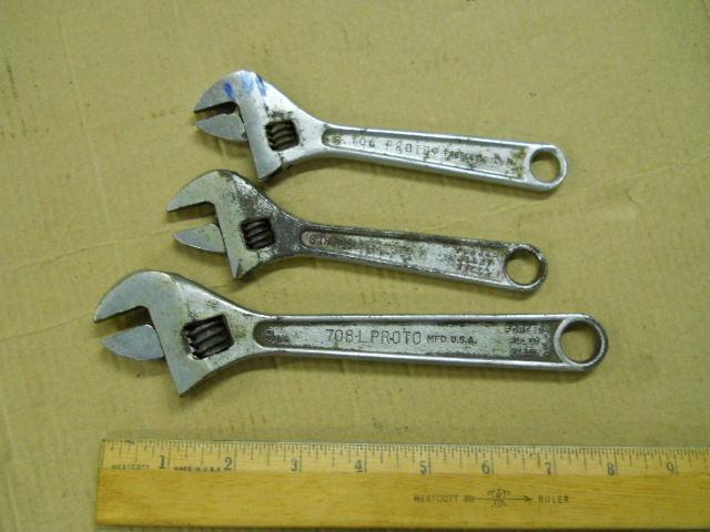 3 vintage proto adjustable wrences 6 and 8 iches
