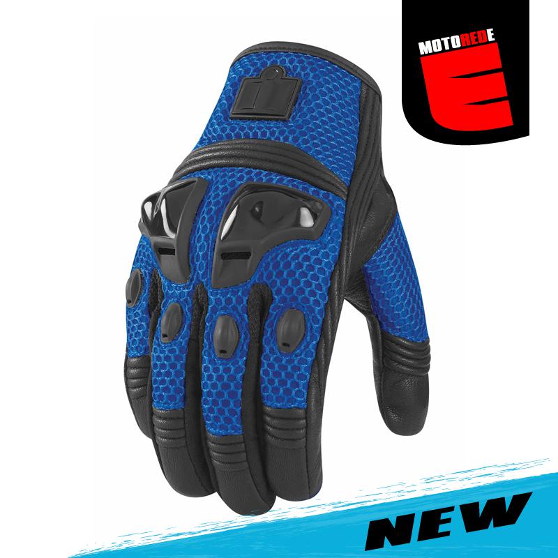 Icon justice mesh motorcycle riding glove blue black xlarge xl