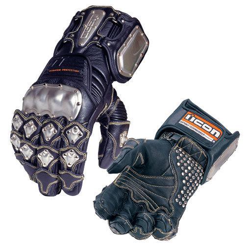 Icon timax style leather motorcycle gauntlet gloves l large