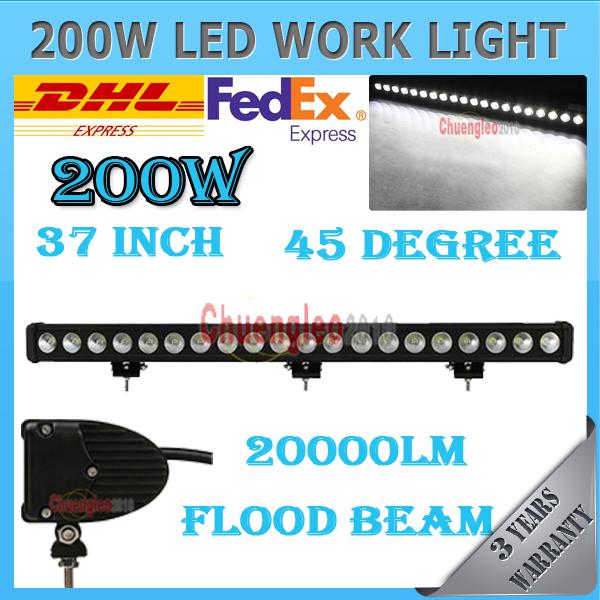 300w 37inch led work light bar flood beam single row driving lamp truck offroad 