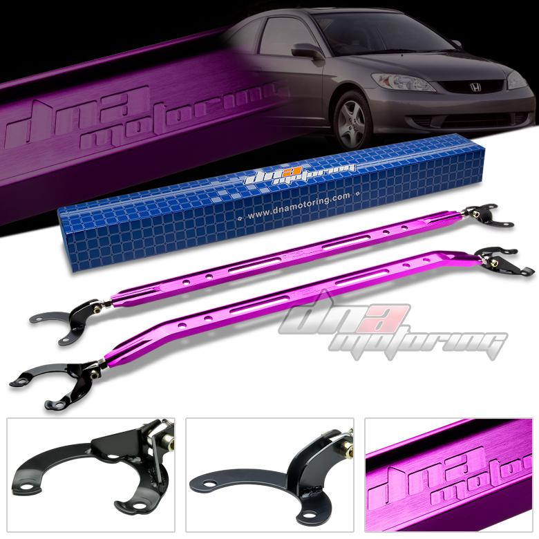 01-05 civic em dna purple 40mm aluminum front tower+rear upper strut bars/brace