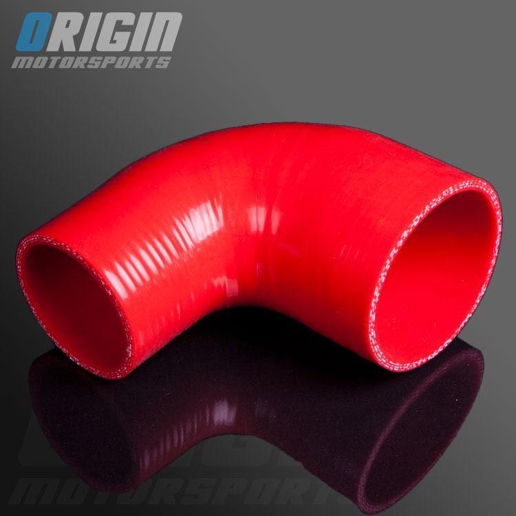 Red 2.5" to 3" 90 degree turbo silicone elbow pipe hose reducer 3ply 63mm - 76mm