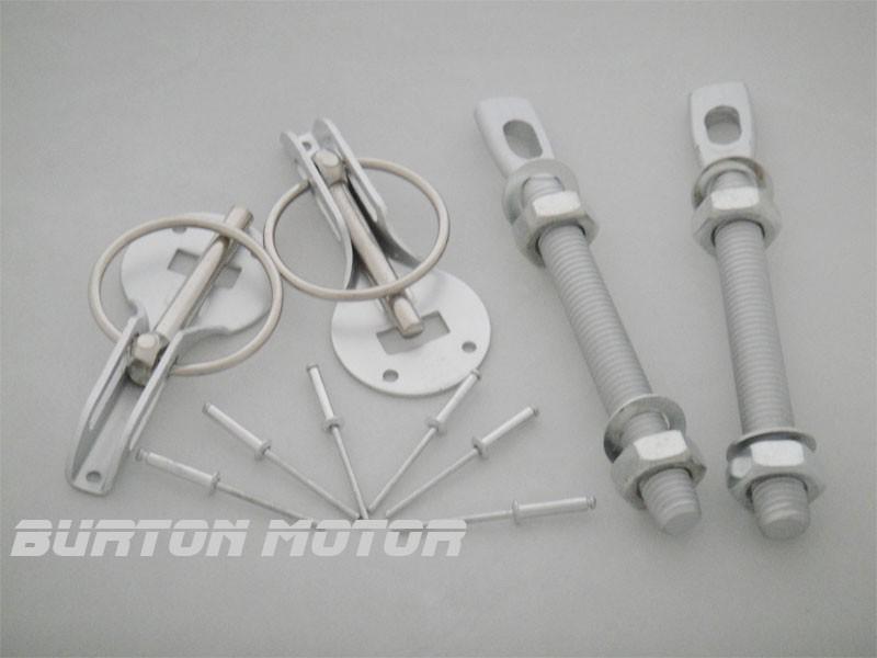 Racing chrome hood pin lock bmw mitsubishi-silver-b