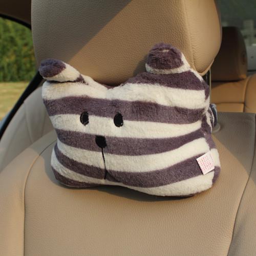 2pcs cute lovely plush stripe bear car auto headrest head pillow seat neck