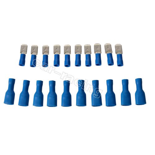 20pc/10pair blue fully insulated spade electrical crimp connectors male &amp; female